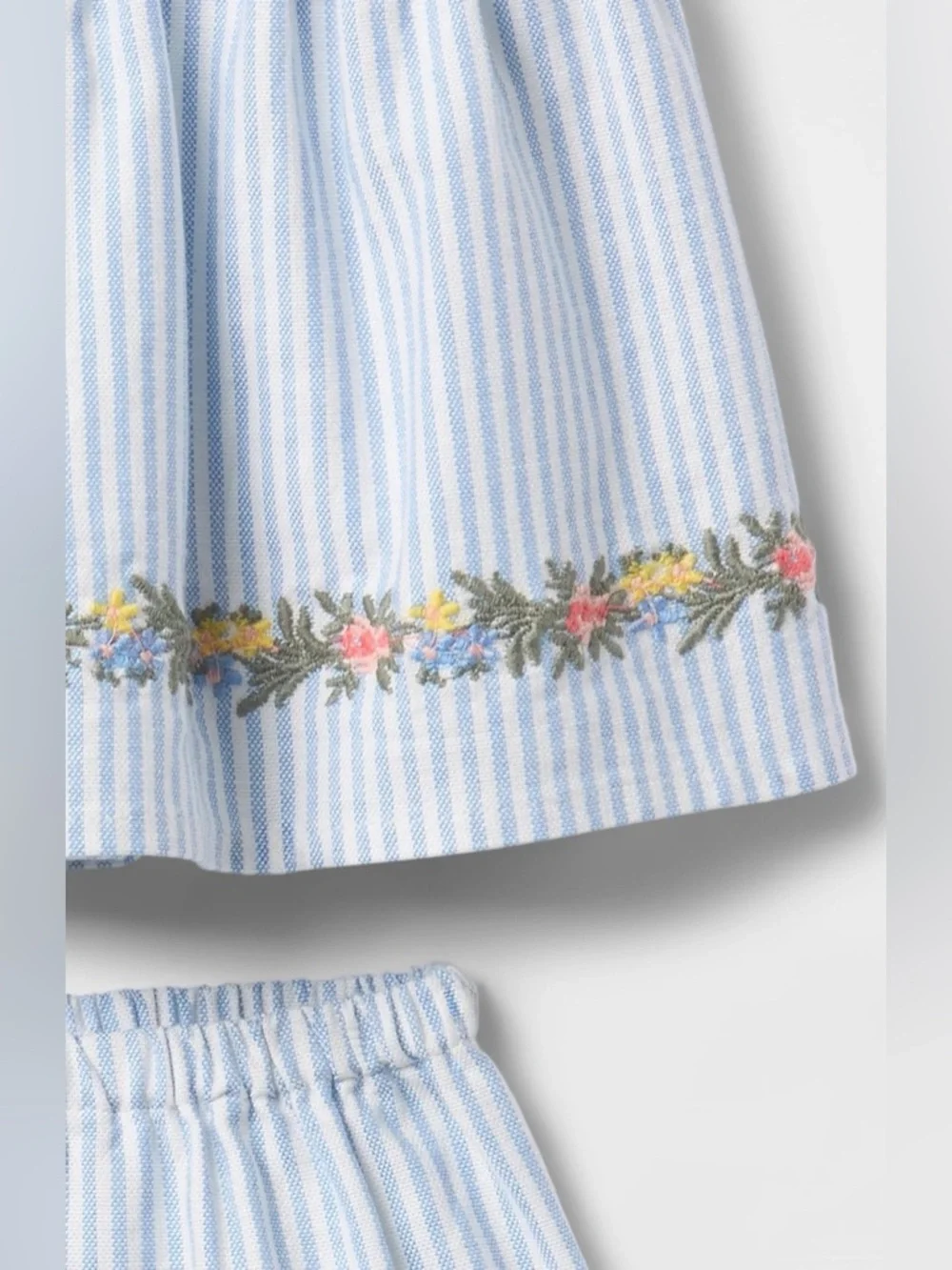 Baby Gap Ruffle Bubble Outfit Set-Blue Stripe, Size:6-12M